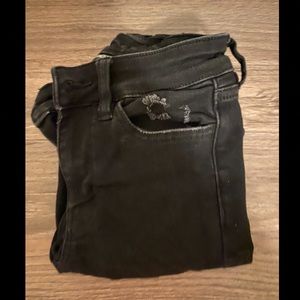 American Eagle black ripped high rise jegging